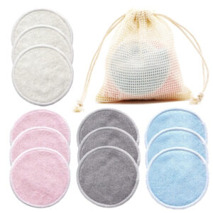 New Arrival Reusable Bamboo Makeup Remover Pad 12pcs Pack Washable Round Cleansing Facial Cotton Make Up Removal Pad