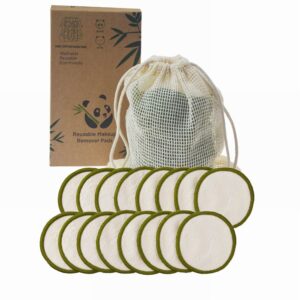 16 Pack Reusable Bamboo Cotton Makeup Remover Pads Face Skin Cleaner Beauty Tools For Remover Eye Shadow, Lipstick, Foundation
