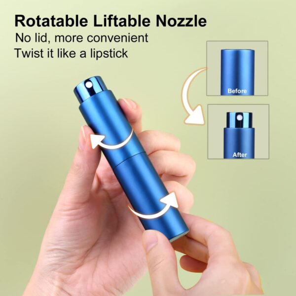 Portable Mini Travel Refillable Perfume Atomizer Bottle, Convenient Twist Type Pocket Aluminum 8ml Perfume Sprayer - Image 6