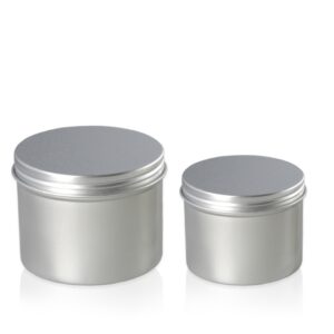Refillable Empty Black Cosmetic Metal 8oz Bamboo Aluminum Cream Jar with Labels